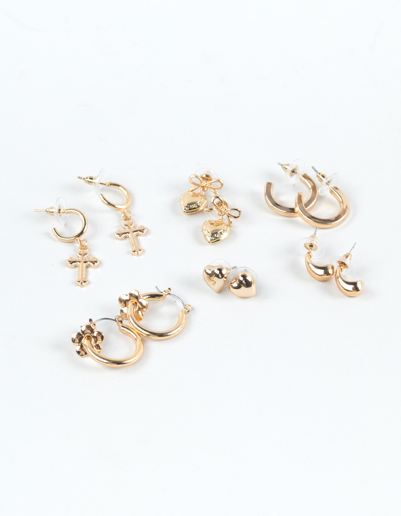 FULL TILT 6 Pack Cross Heart Bow Earrings image number 0