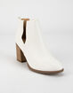 SODA Side Slit Womens White Booties image number 1