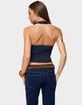 EDIKTED Jemima Contrast Stitch Denim Halter Top image number 3