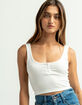 HEART & HIPS Button Front Womens Soft White Crop Tank image number 1