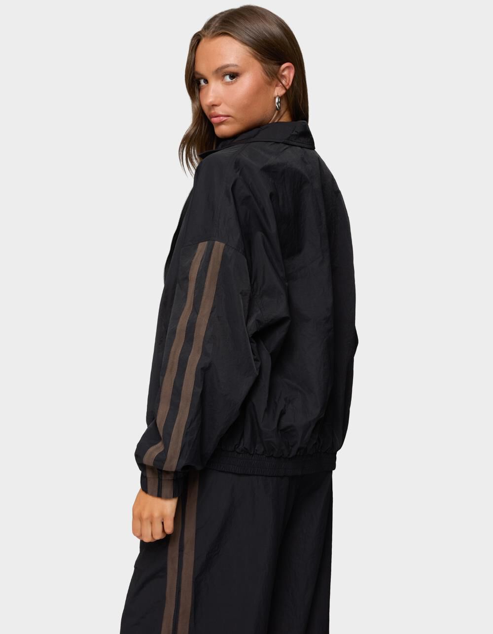 EDIKTED Kieran Stripey Nylon Track Jacket - BLACK - M | Tillys