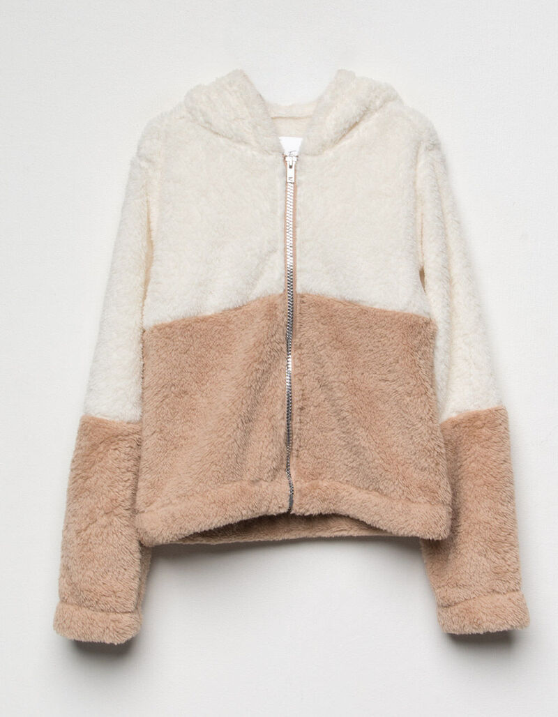 WHITE FAWN Color Block Sherpa Girls Jacket CRMCO 359326575