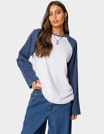 EDIKTED Oversized Raglan Long Sleeve Tee Primary Image
