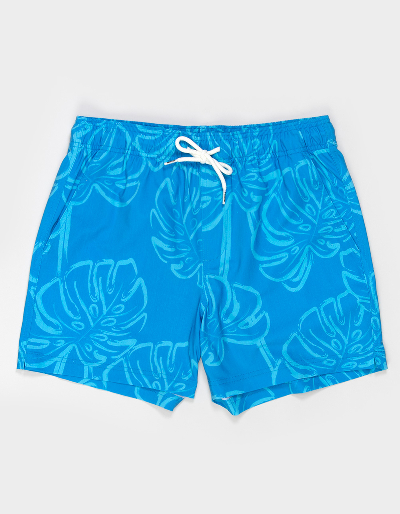 RSQ Mens Trop Leaves Swim Shorts - MEDIUM BLUE
