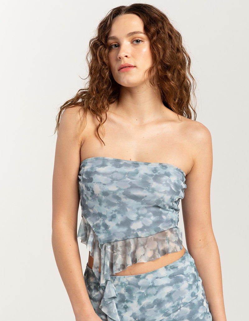 FULL TILT Ruffle Print Womens Tube Top image number 1