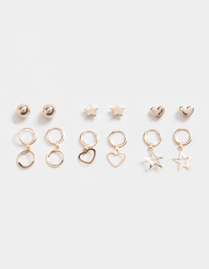 FULL TILT 6 Pair Heart/Star/Stud Earring Set image number 0