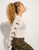 FULL TILT Textured Bow Womens Long Sleeve Top image number 2