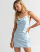 SKY AND SPARROW Satin Cross Back Cowl Neck Slip Dress image number 1