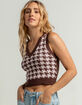 RSQ Houndstooth Womens Brown & Pink Vest image number 2