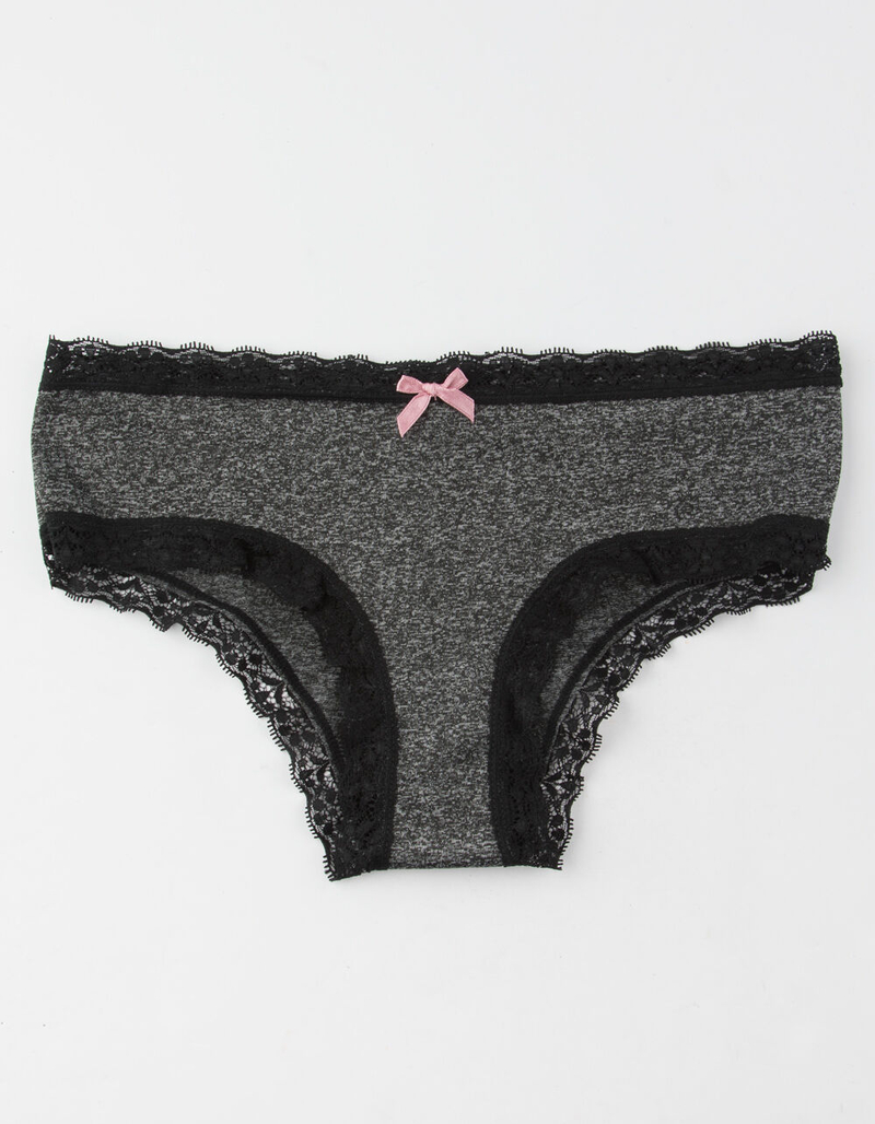 FULL TILT Lace Trim Dark Gray Boyshorts image number 0
