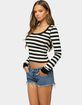 EDIKTED Rainey Striped Long Sleeve Top image number 2