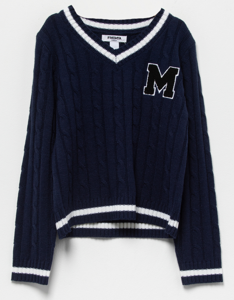 RSQ Girls Cable Varsity Pullover Sweater image number 0