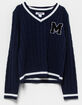 RSQ Girls Cable Varsity Pullover Sweater image number 1