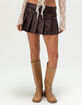 WEST OF MELROSE Faux Leather Womens Pleated Mini Skort image number 2
