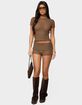 EDIKTED Rye Sheer Textured Foldover Shorts image number 5