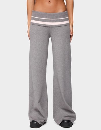 EDIKTED Kaliya Stripey Fold Over Knit Pants Primary Image