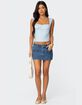 EDIKTED Heart Pocket Denim Mini Skirt image number 2