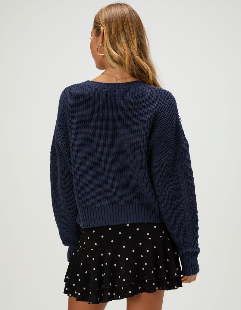 RSQ Womens Cable Number Sweater image number 3