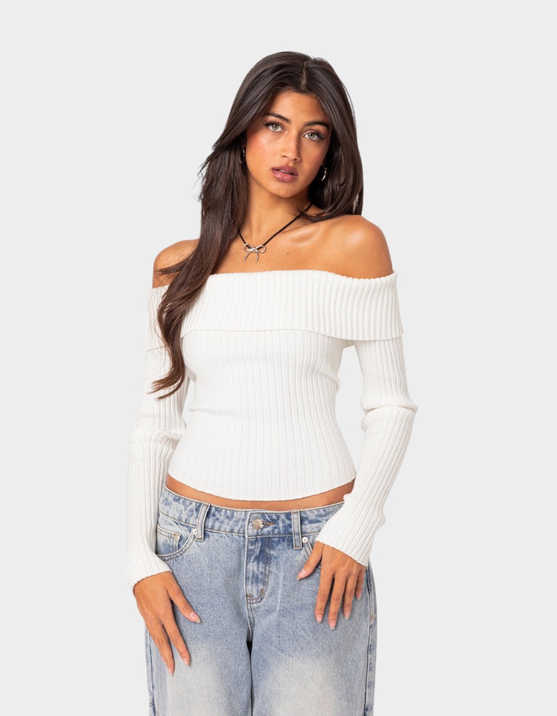 EDIKTED Lauren Knit Fold Over Top image number 0