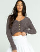 SKY AND SPARROW Furry Womens Charcoal Crop Cardigan image number 1