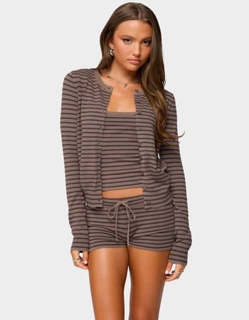 EDIKTED Lillian Striped Button Up Knit Cardigan Primary Image