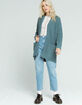 SKY AND SPARROW Chenille Ribbed Womens Teal Green Cardigan image number 4