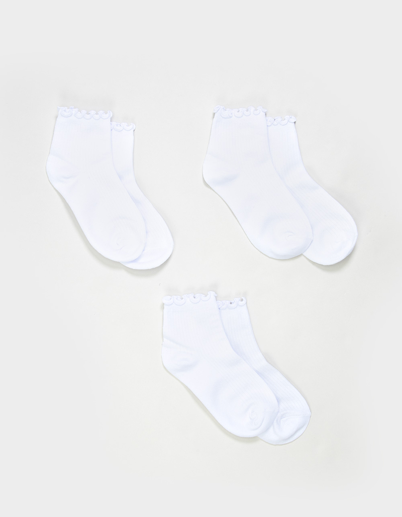 FULL TILT 3 Pack Ruffled Womens Ankle Socks image number 0