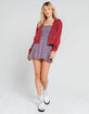 FULL TILT Essentials Womens Burgundy Crop Hoodie image number 4