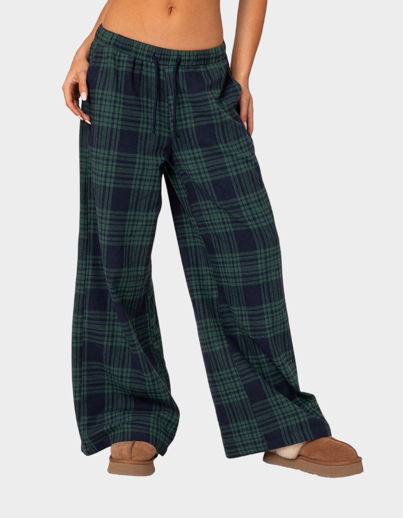 EDIKTED Lounge Around Plaid Wide Leg Pants image number 0