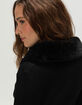 MADDEN GIRL Fur Collar Womens Zip-Up Sweater image number 5