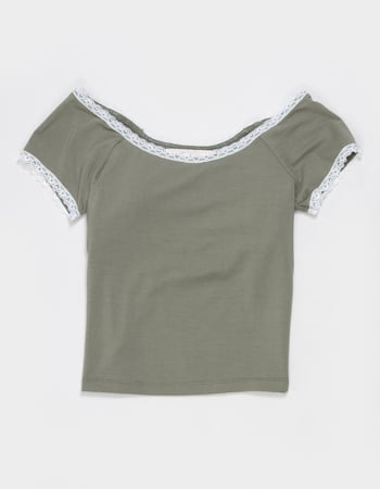 NECTAR CLOTHING Girls Lace Trim Top Primary Image