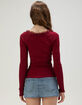 LOVE TREE Womens Lace Trim Long Sleeve Henley Top image number 4