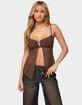 EDIKTED Reeve Split Front Sheer Mesh Top image number 1