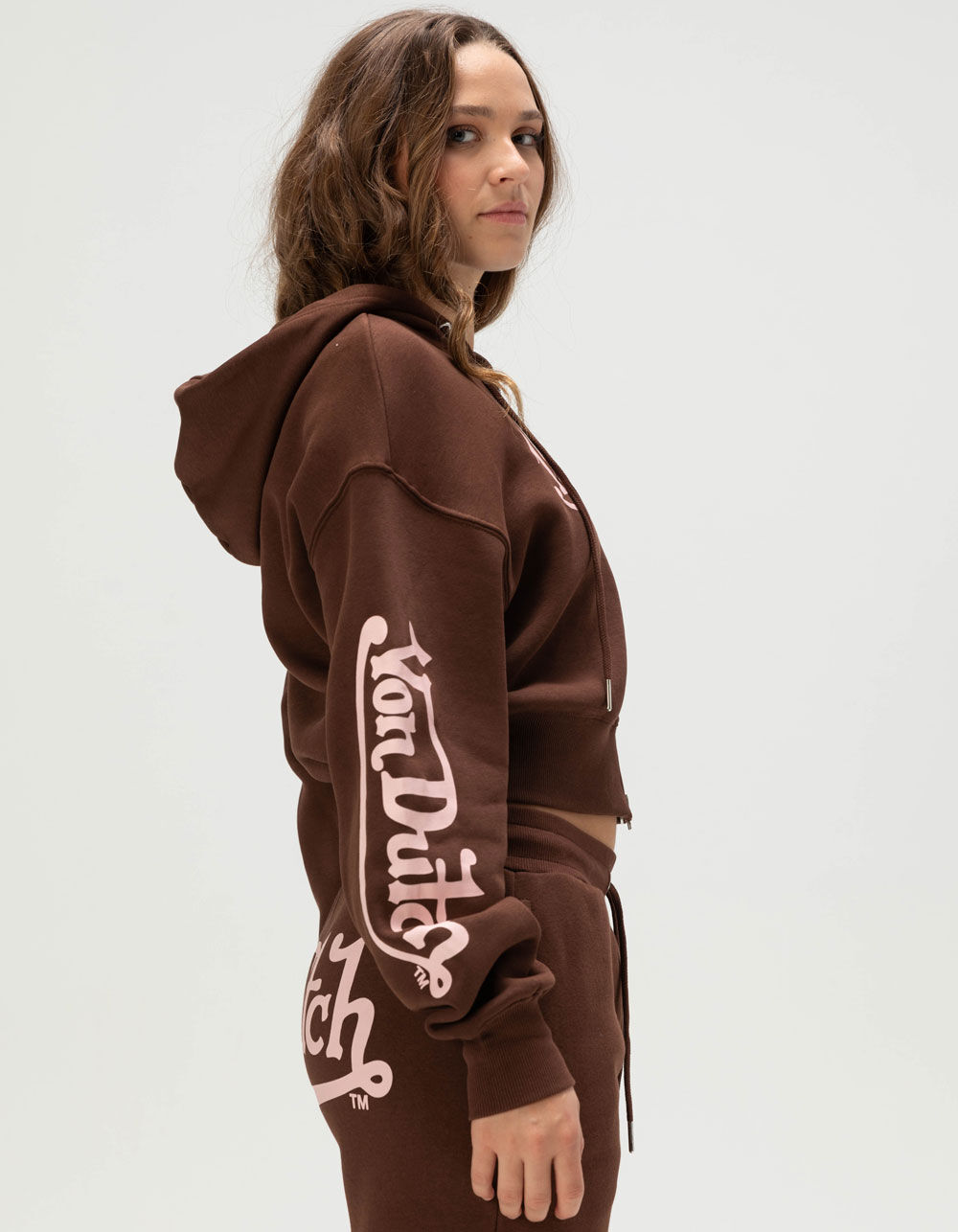 VON DUTCH Logo Womens Zip-Up Hoodie - BROWN - M | Tillys