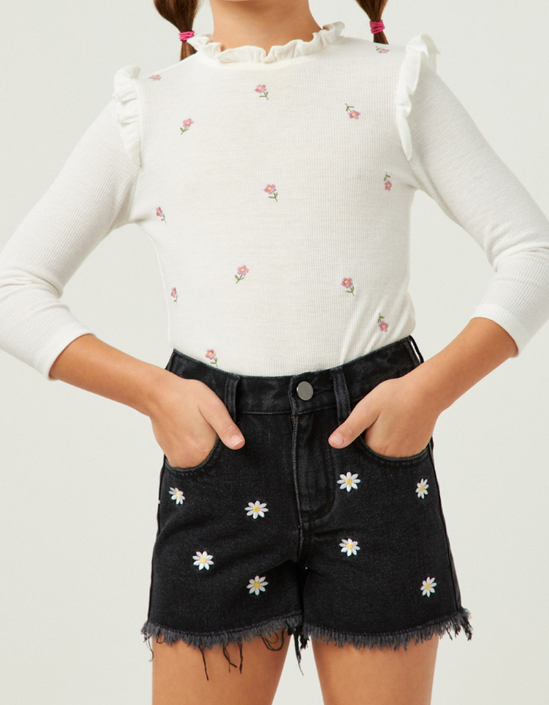 HAYDEN Embroidered Floral Girls Shorts image number 2