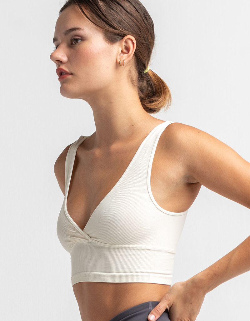 RSQ Womens Off White Seamless Surplice Tank image number 1