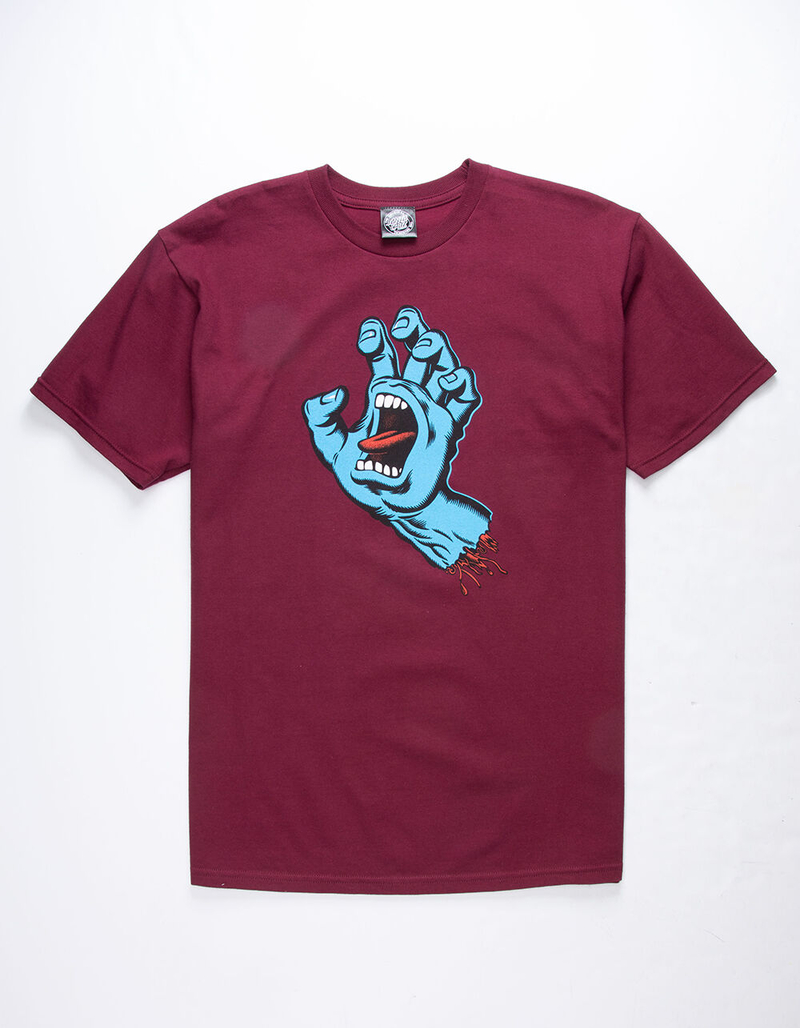 SANTA CRUZ Screaming Hand Burgundy Mens T-Shirt image number 0