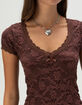 FULL TILT Texture Womens V-Neck Top image number 3