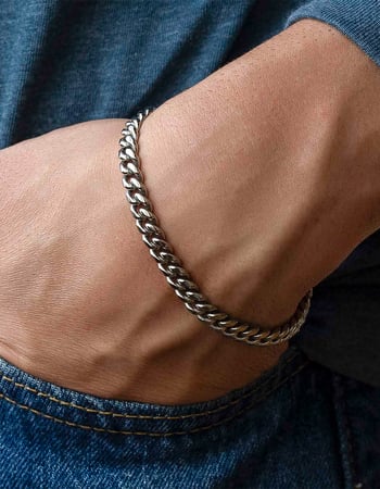 THE GOLD GODS 18K White Gold Plated 6mm Cuban Link Bracelet Alternative Image