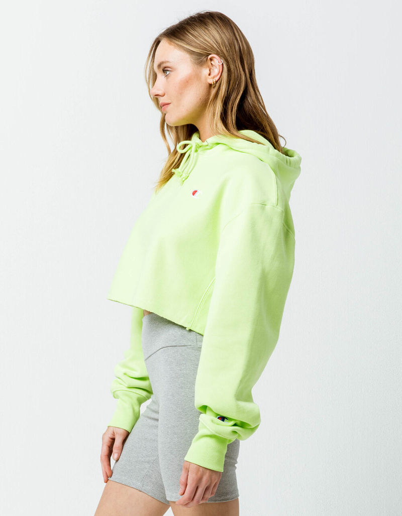 CHAMPION Reverse Weave Lime Womens Crop Hoodie image number 1