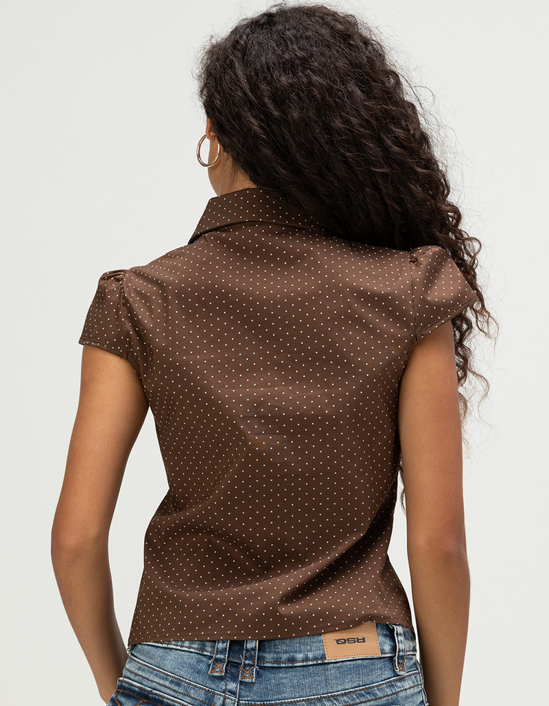 LOVE TREE Womens Polka Dot Button Up Shirt image number 3