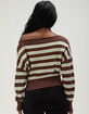 RSQ Womens Off The Shoulder Stripe Banded Bottom Sweater image number 4