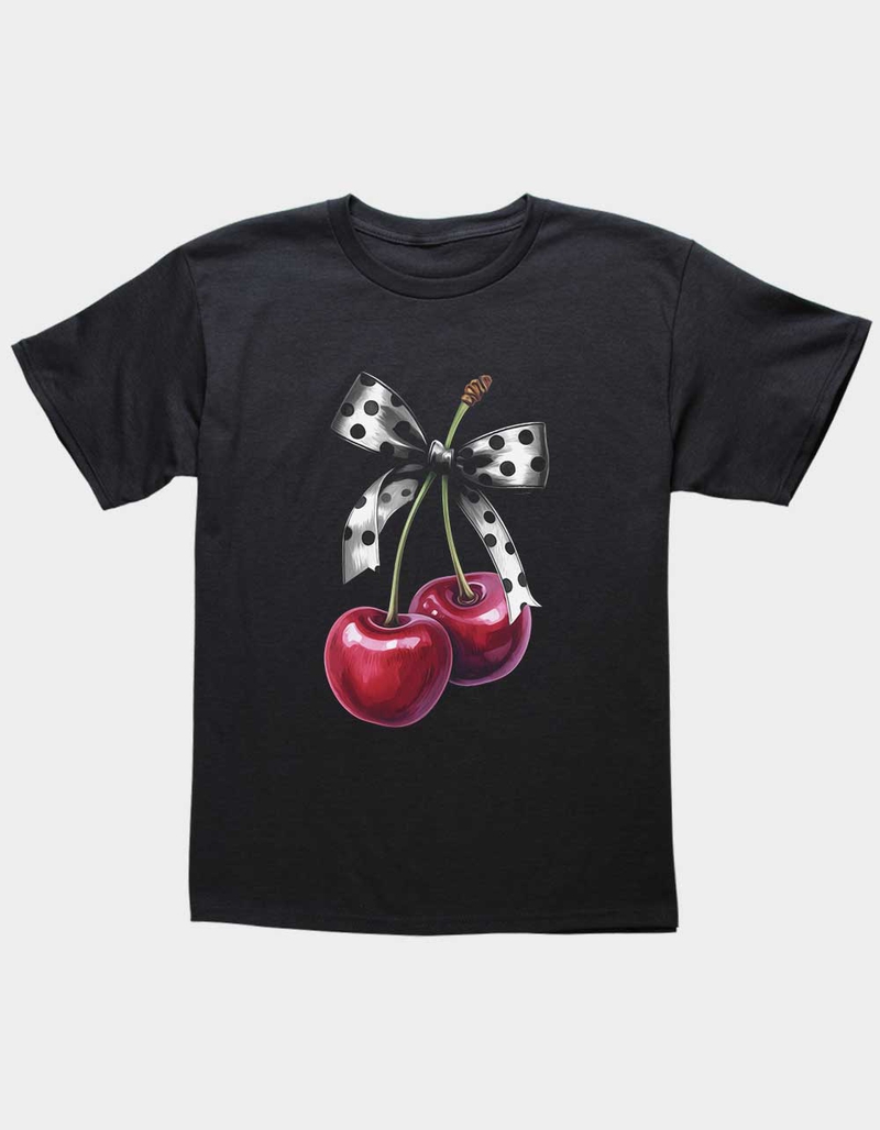 CHERRIES Polka Dot Bow Unisex Kids Tee image number 0