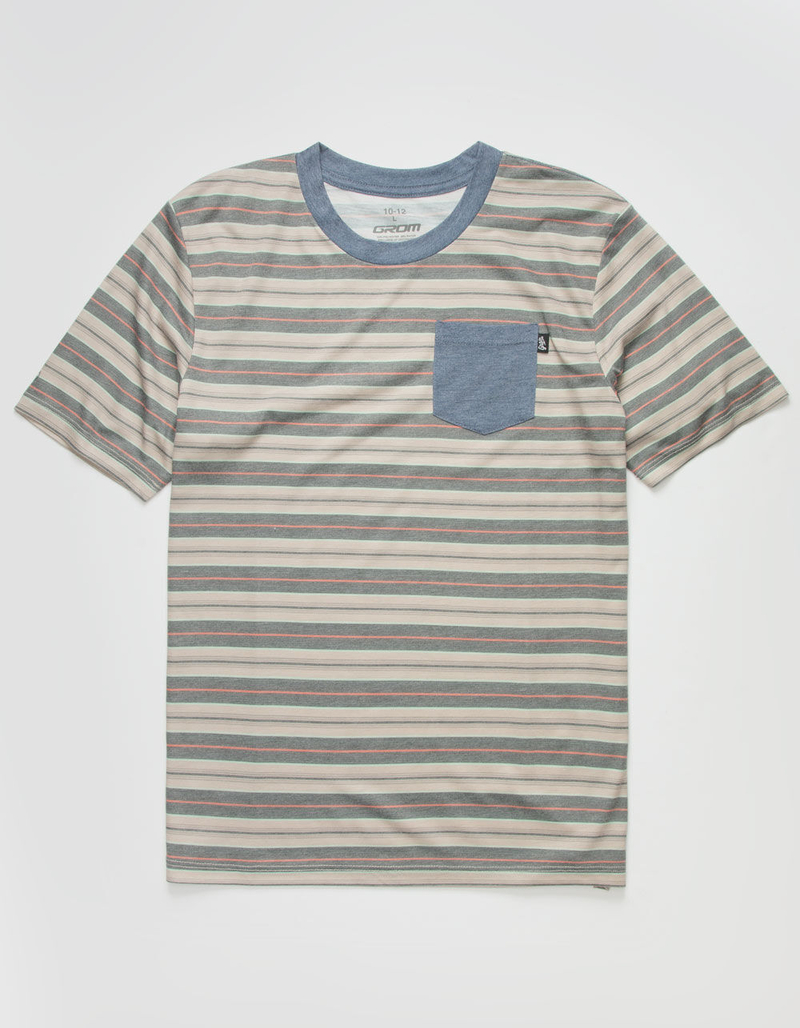 GROM Army Stripe Boys Tan Tee image number 0