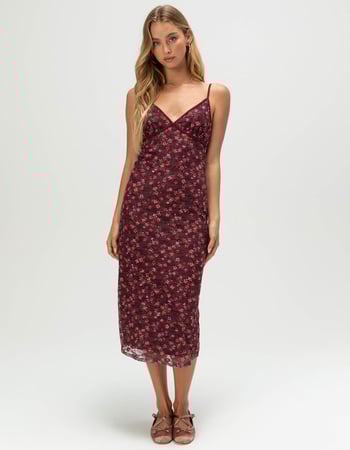 FULL TILT Printed Lace Womens Midi Dress Primary Image