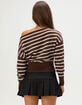 RSQ Womens High Rib Stripe Off The Shoulder Sweater image number 4
