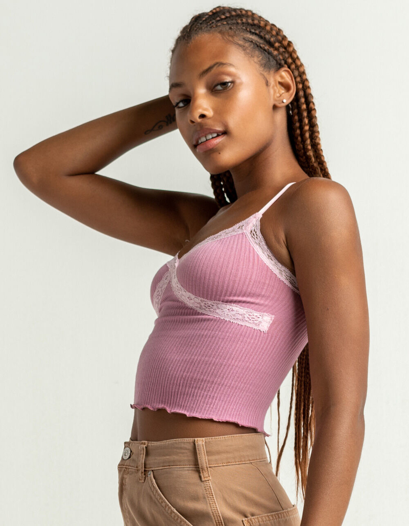 BDG URBAN OUTFITTERS Contrast Lace Womens Light Pink Cami image number 1