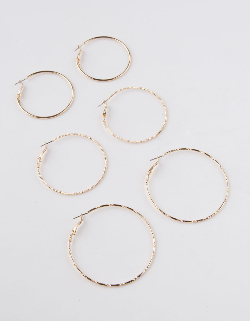 FULL TILT 3 Pack Large Mixed Hoop Earrings image number 0