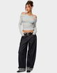 EDIKTED Milane Ruched Off Shoulder Ribbed Top image number 4