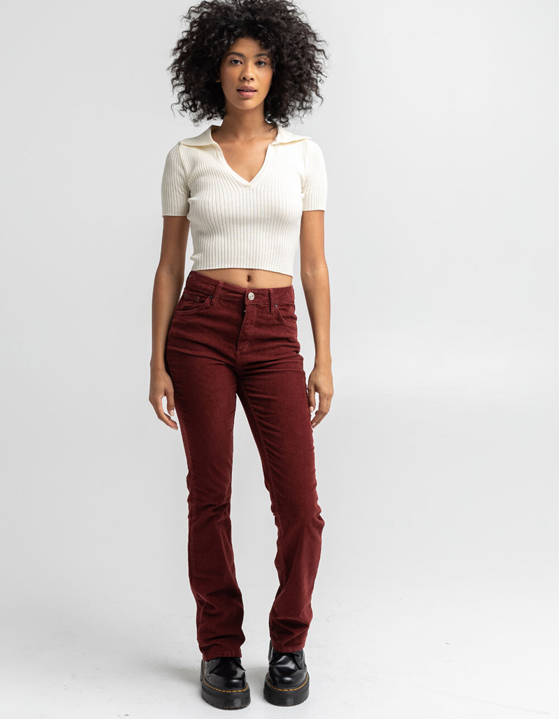 BDG Urban Outfitters Burgundy Corduroy Flare Womens Pants image number 0